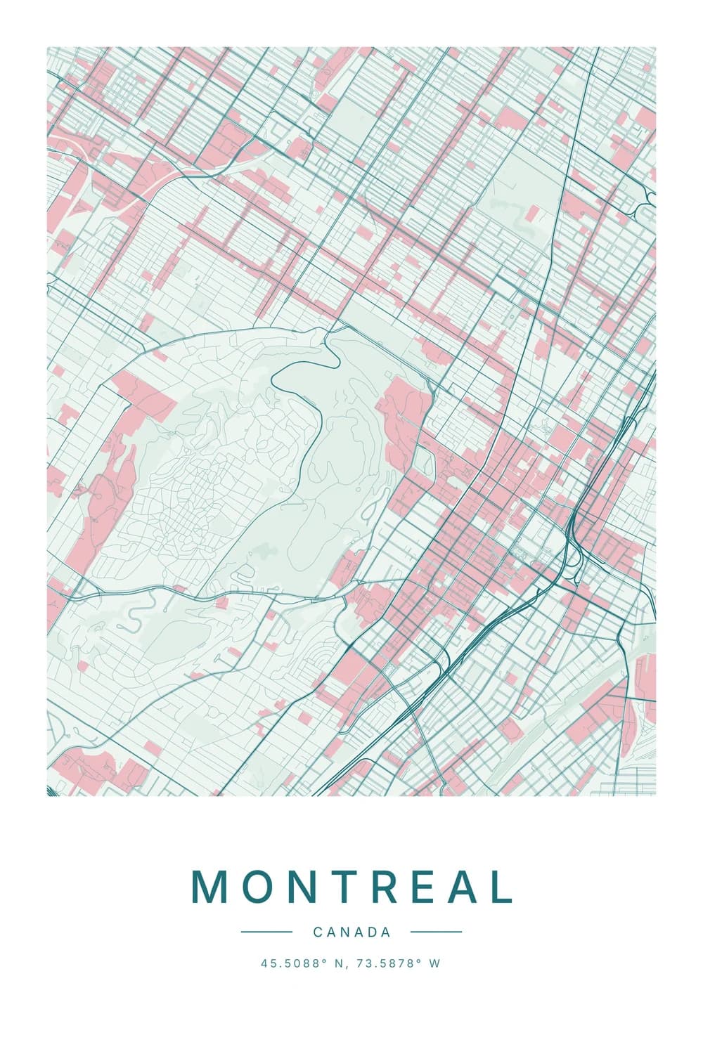 Seaglass design: a city map poster of Montreal